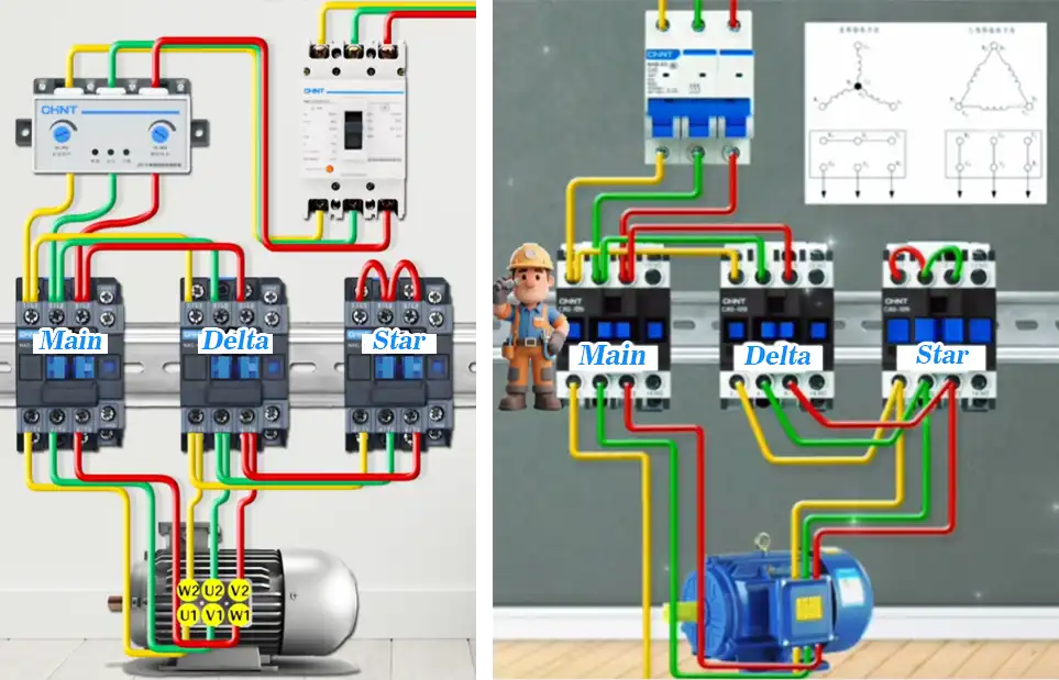 Star-delta starter wiring method