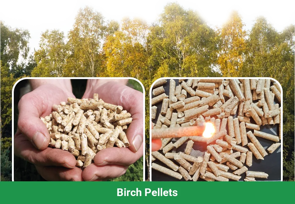 birch pellets made from birch