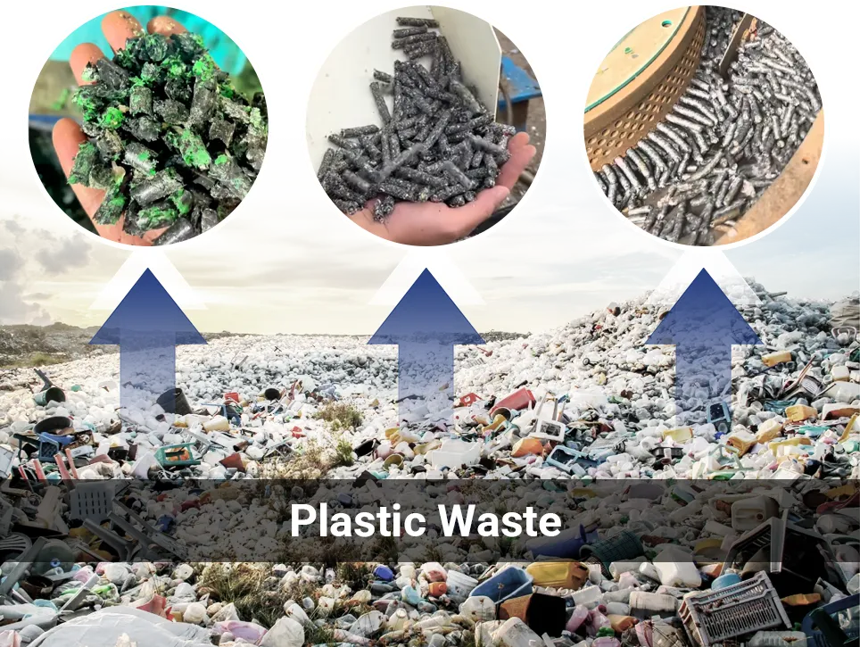 compressing waste plastic into pellets