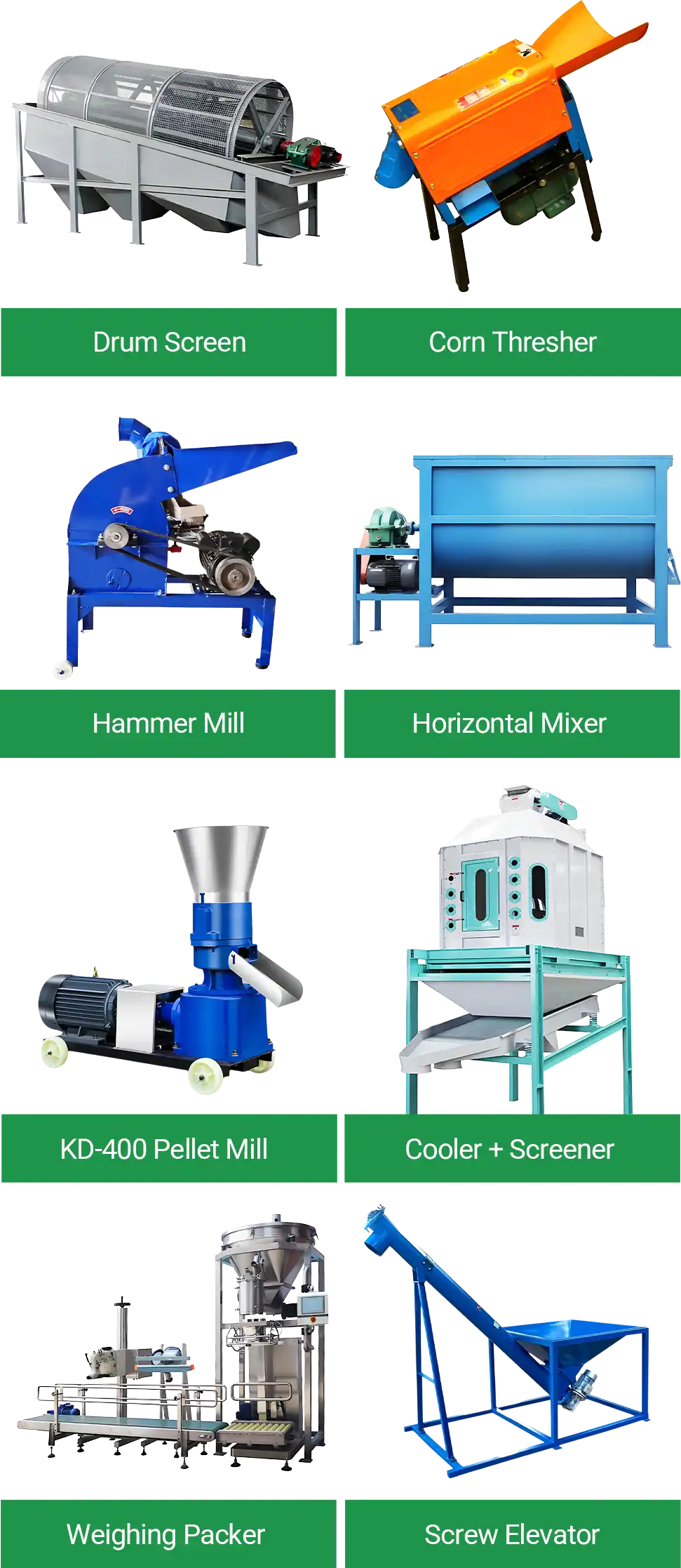 corn feed production line equipment list