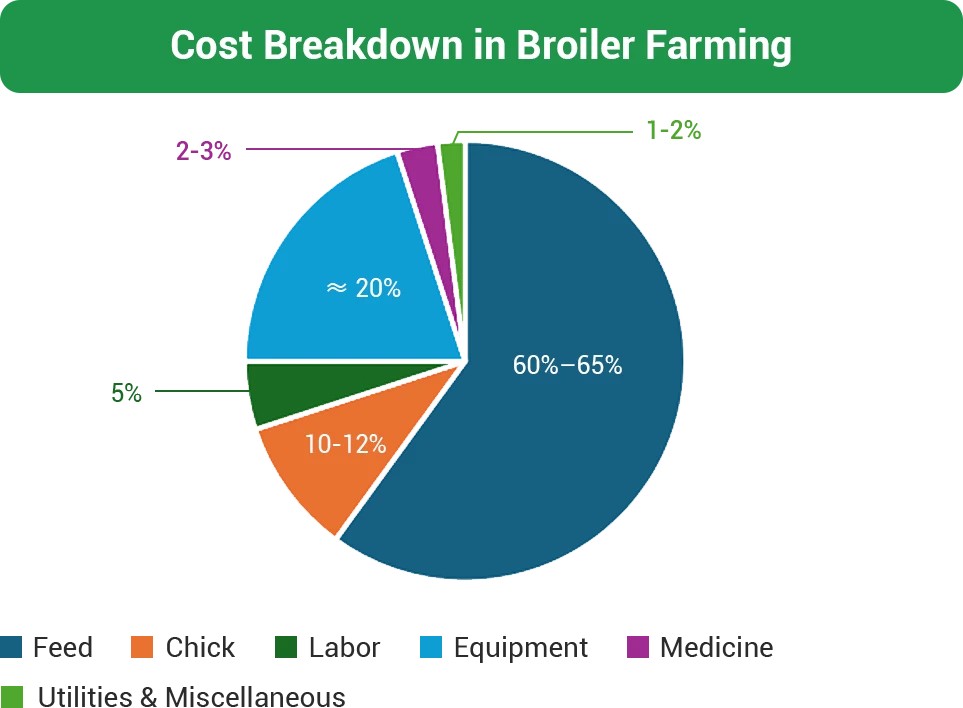 cost breakdown in broiler farming