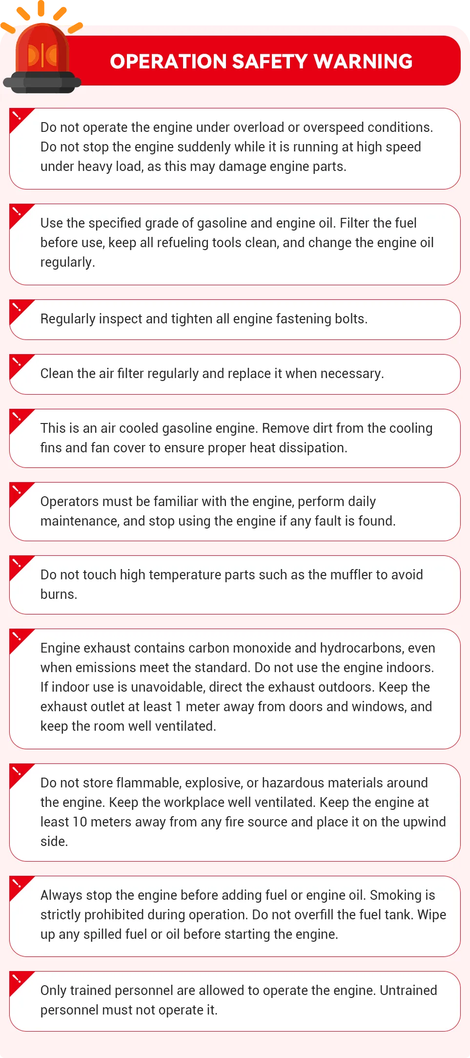 gasoline engine safety waring