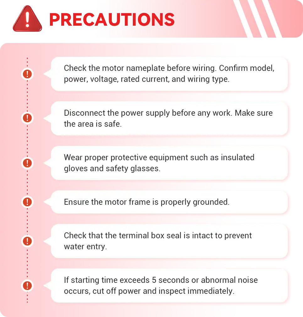 precautions for motor wiring