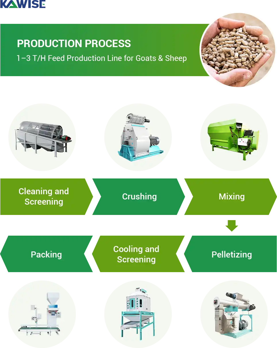 process steps of feed processing line