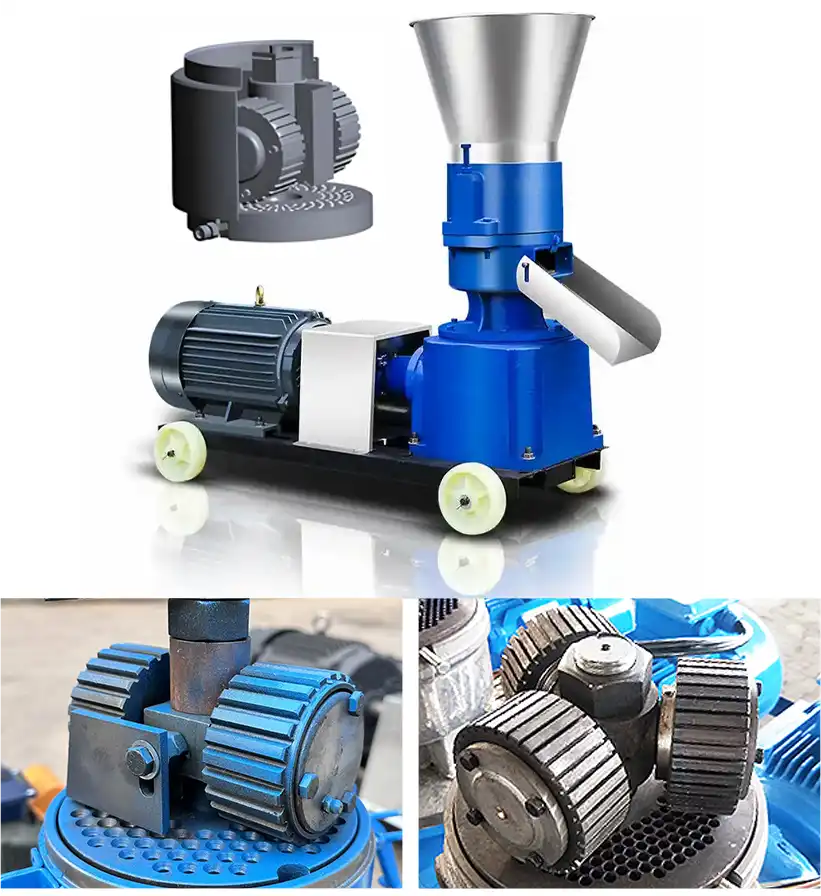 rotating roller feed pellet mill