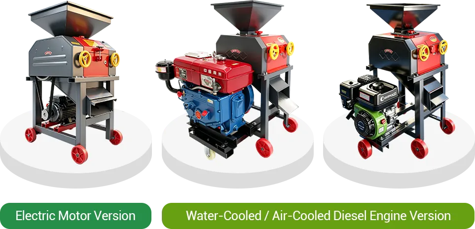 three different motor of grain cracking machine