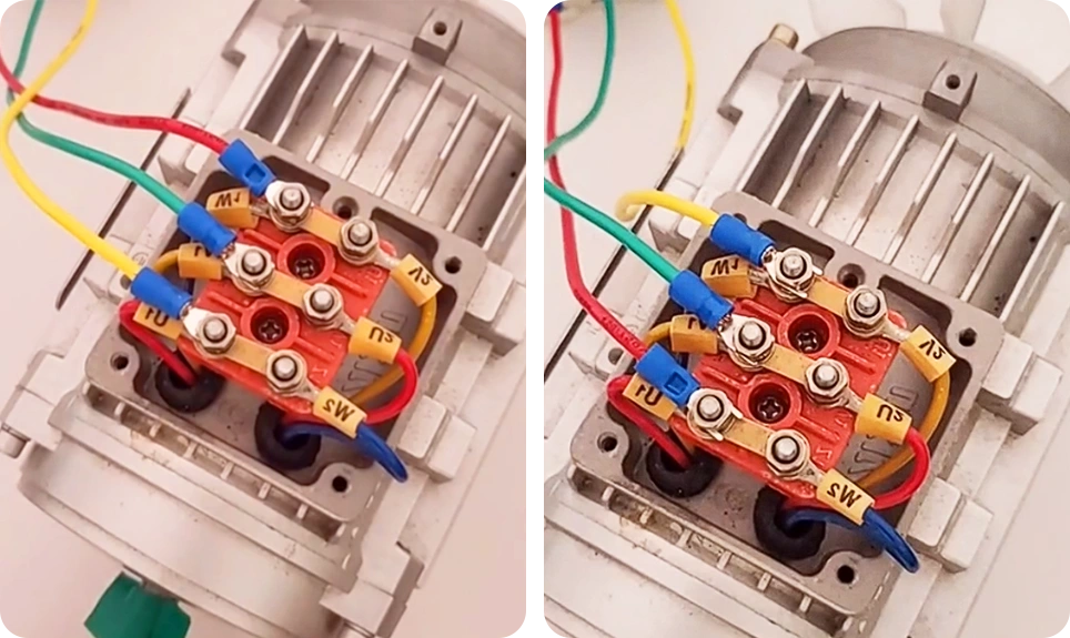 three phase motor reverse rotation adjustment method