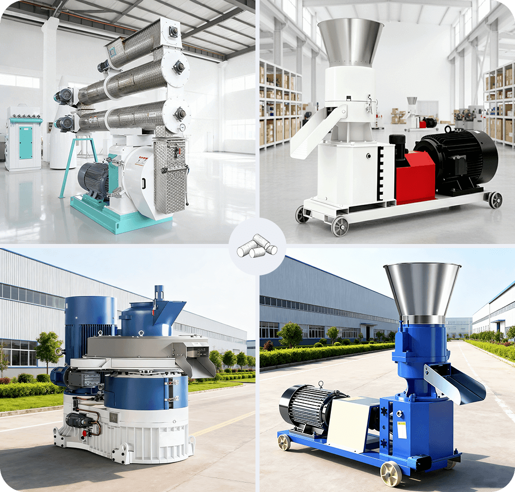 Various types of feed pellet machines and biomass pellet machines